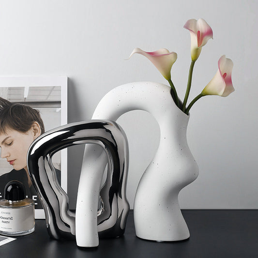 🎨 Premium Ceramic Asymmetrical Vase - Modern Artistic Home Decor for Office, Living Room & Bedroom | Unique Gift Idea 🎁