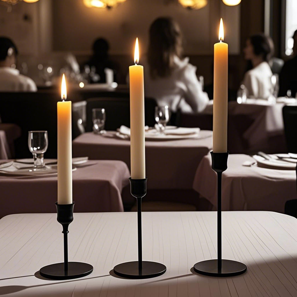 Black Iron Candlestick Holders Set of 3 – Heavy Duty Taper & Pillar Candle Stands for Weddings, Dining, and Rustic Home Decor