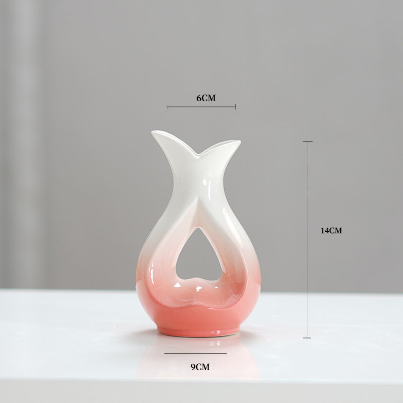 Set of 4 Modern Gradient Ceramic Vases 🌸 | Compact & Artistic Desk Decor for Office & Living Room | Creative Gift Idea 🎁