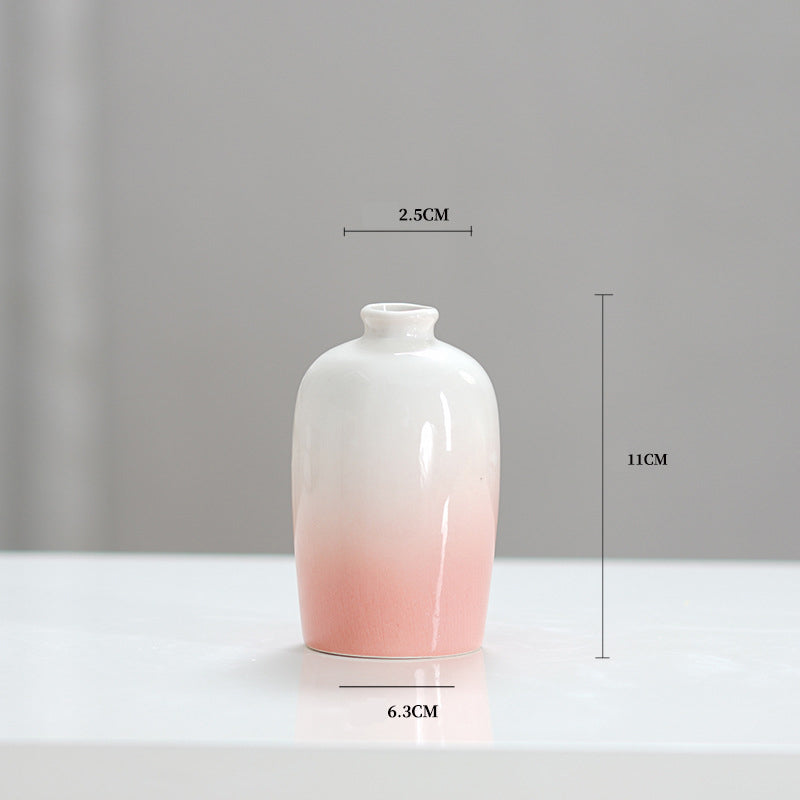 Set of 4 Modern Gradient Ceramic Vases 🌸 | Compact & Artistic Desk Decor for Office & Living Room | Creative Gift Idea 🎁